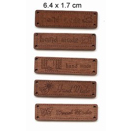Embellishments / Verzierungen labels with text - Handmade -, size 6.4 x 1.7 cm