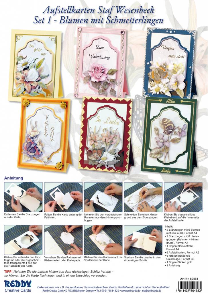 Complete Bastelset Notecards Staf Wesenbeek Set 1 Flowers With Butterflies Hobby Crafts24 Eu