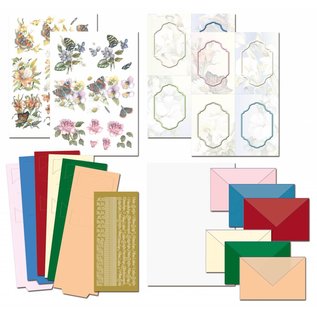 BASTELSETS / CRAFT KITS Compleet Bastelset, NoteCards Staf Wesenbeek, Set 1 bloemen met vlinders