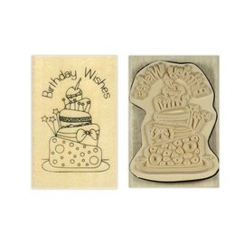 Stempel / Stamp: Holz / Wood Holze timbre Papermania, l `Anita, souhaits d'anniversaire