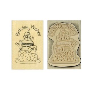 Stempel / Stamp: Holz / Wood Holze timbre Papermania, l `Anita, souhaits d'anniversaire