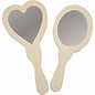 Objekten zum Dekorieren / objects for decorating Espejo de mano, 23-24 cm, madera, 1 en forma de corazón y 1 ovalado