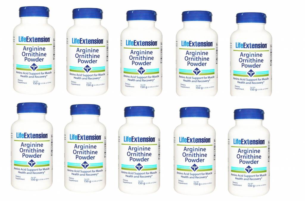 Life Extension Arginine Ornithine Powder, 150 Grams, 10-pack