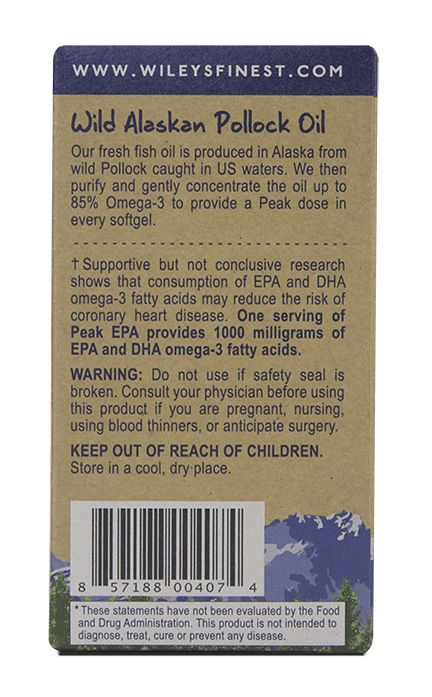 Wiley's Finest Wild Alaskan Fish Oil PEAK EPA, 60 Softgels