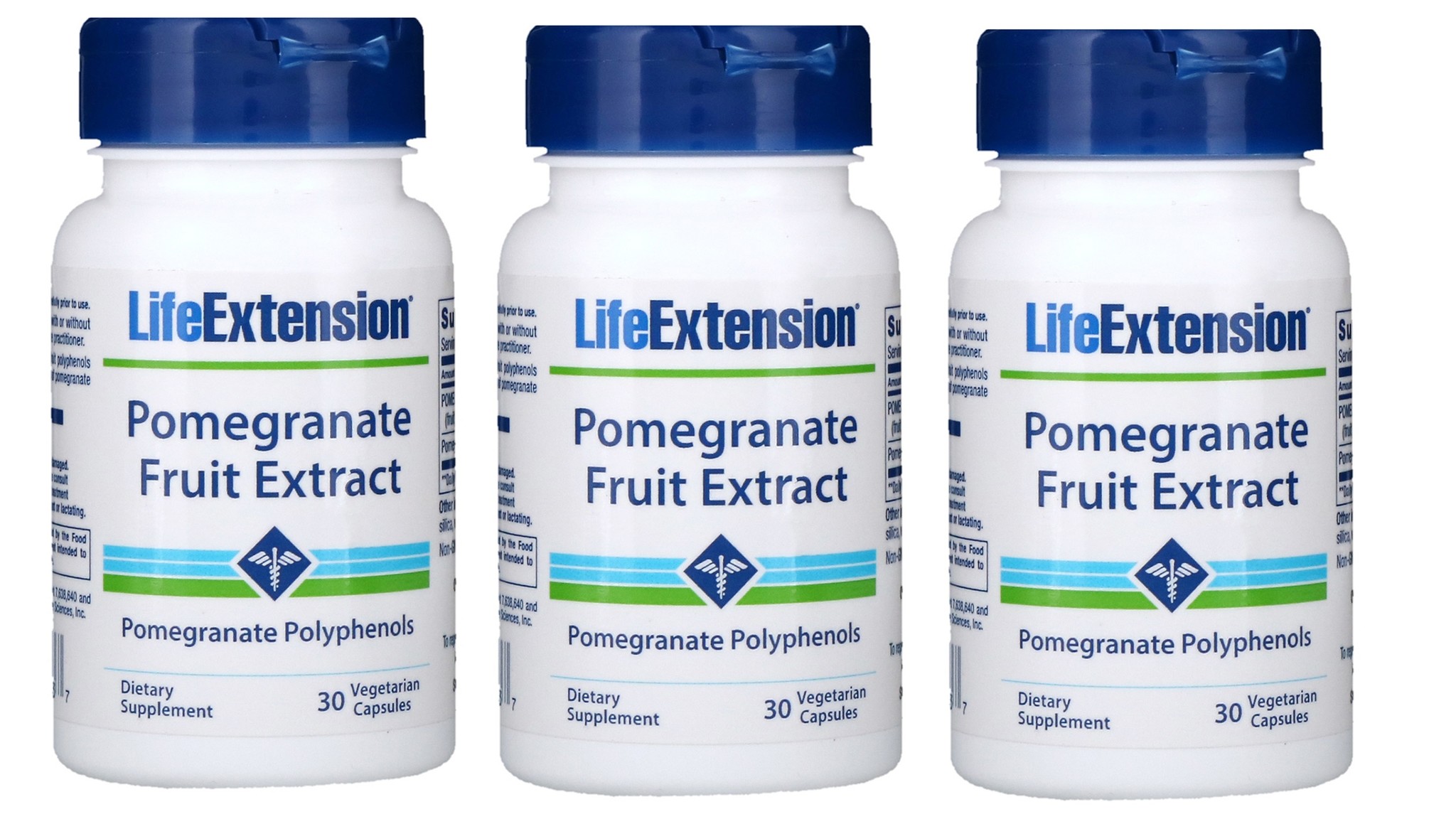 Life Extension Pomegranate Fruit Extract, 30 Vegetarian Capsules, 3-packs - Apran