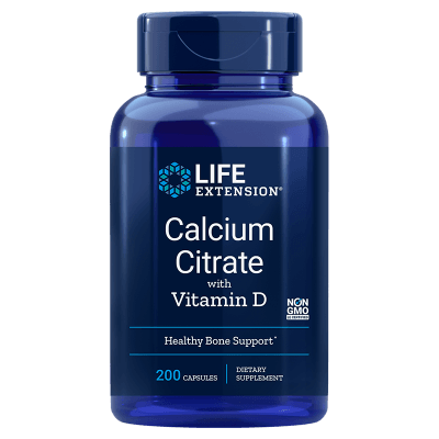 Life Extension Calcium Citrate with Vitamin D, 200 Vegetarian Capsules