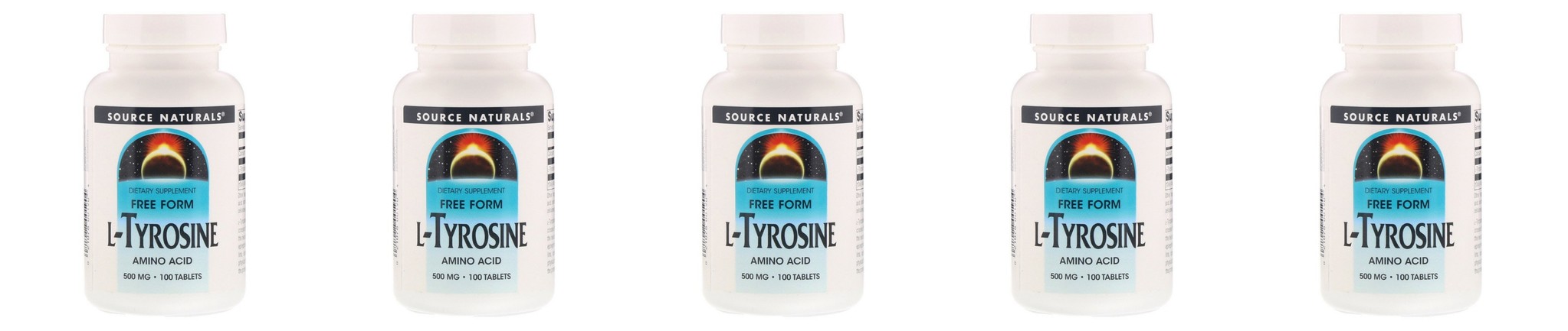 Source Naturals L-Tyrosine, 500 Mg 100 Tablets, 5-pack