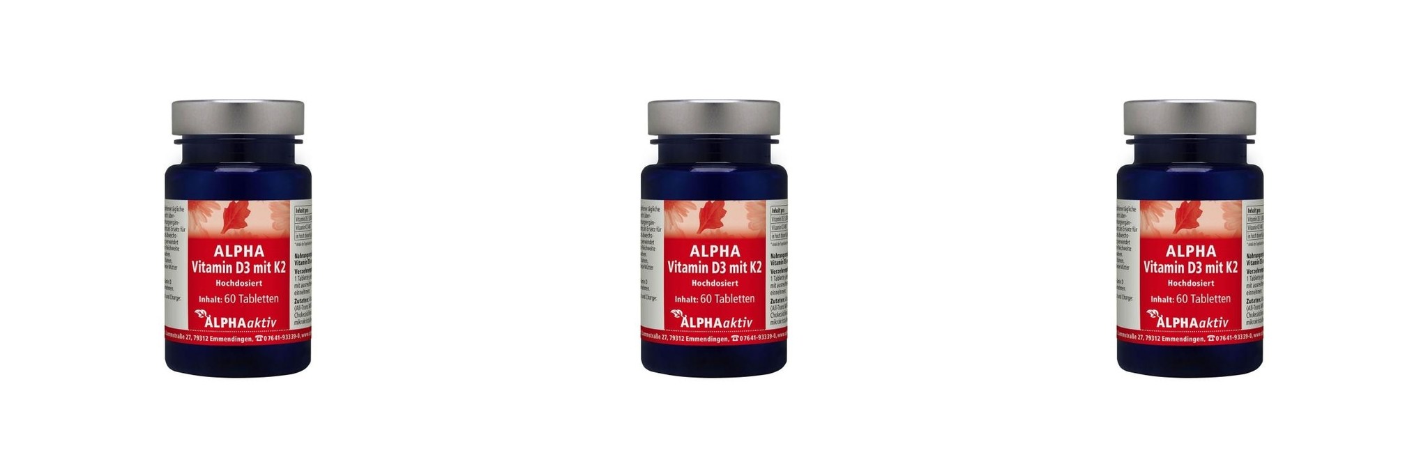 ALPHAaktiv ALPHA Vitamin D3+K2, 60 Tablets, 3-packs