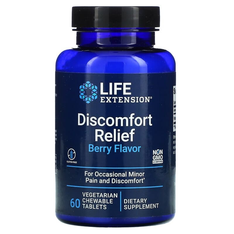 Life Extension Discomfort Relief, Berry Flavor, 60 Vegetarian Chewable Tablets