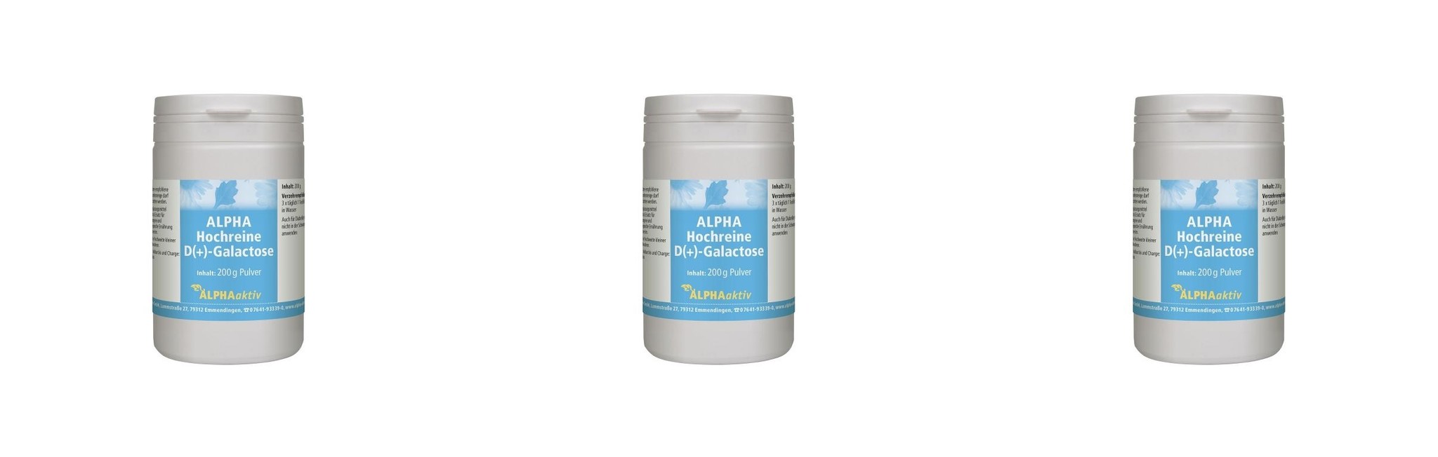 ALPHAaktiv Alpha-Hochreine D(+) Galactose, 200 g Pulver, 3-pack