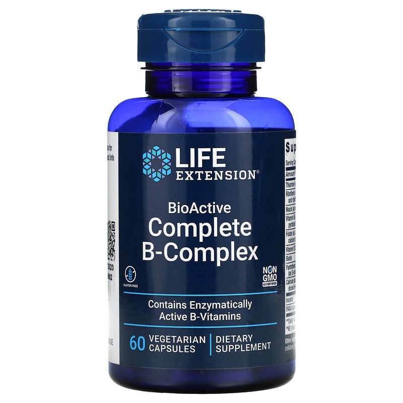 Life Extension BioActive Complete B-Complex, 60 Vegetarian Capsules