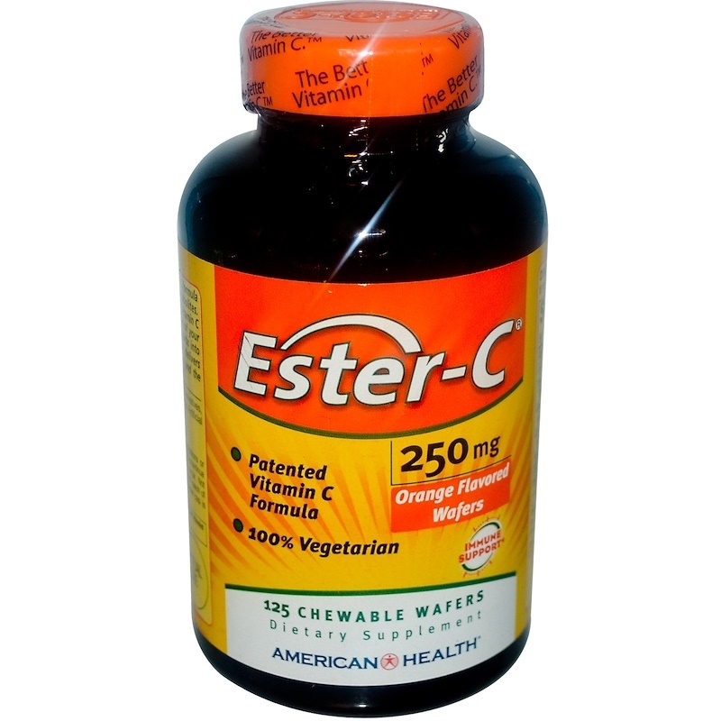 Dental Supps Ester-C, Orange Flavor, 250 mg, 125 Chewable Wafers