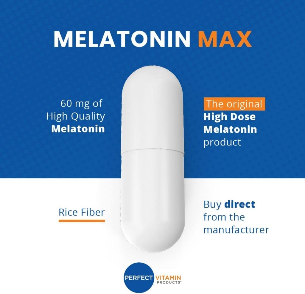 PERFECT VITAMIN Products Melatonin MAX, 60mg, 60 Capsules