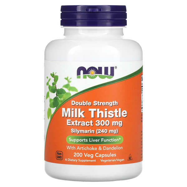 Now Foods Milk Thistle Extract, Double Strength, 300 Mg, 200 Veg Capsules