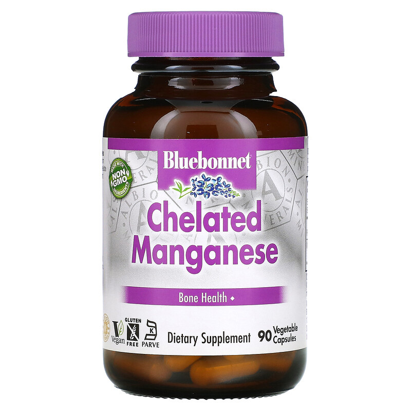 Bluebonnet Nutrition Chelated Manganese, 90 Vegetable Capsules