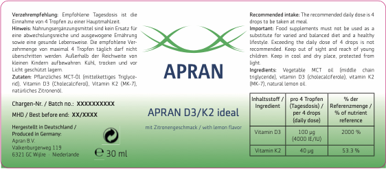 APRAN APRAN D3/K2 Ideal, 30 ml