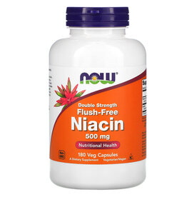 Now Foods Flush-Free Niacin, Double Strength, 500 mg, 180 Veg Capsules