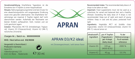 APRAN D3/K2, 1-pack