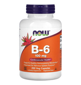 Now Foods B-6, 100 mg, 250 Veg Capsules