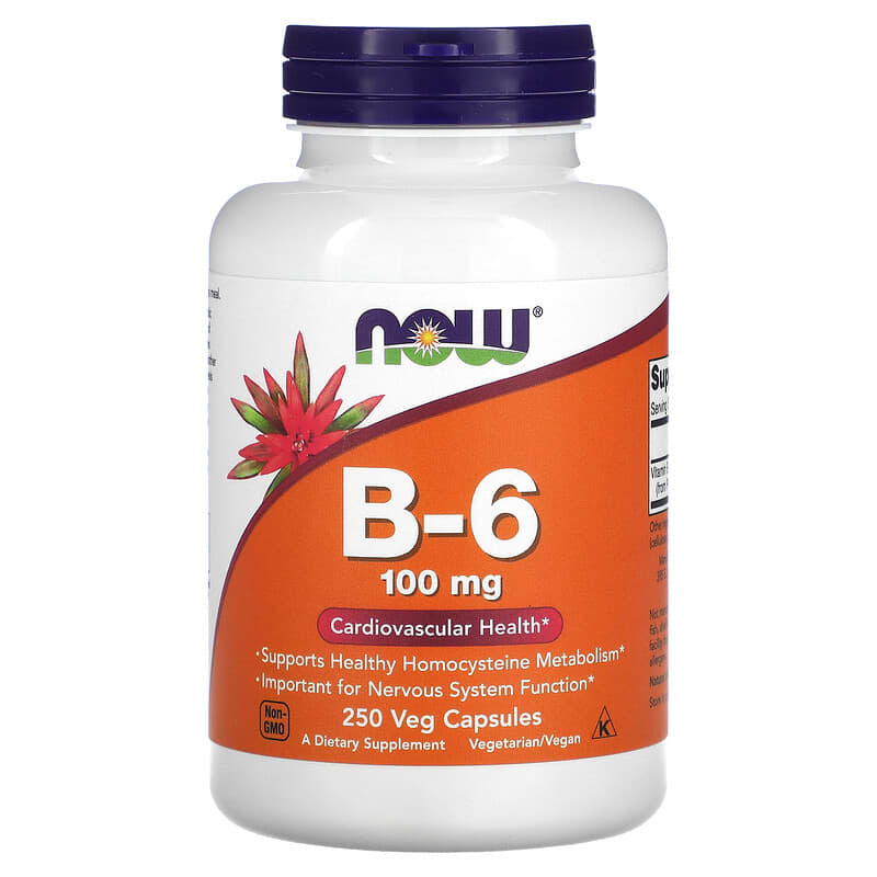 Now Foods B-6, 100 mg, 250 vegetarische Kapseln