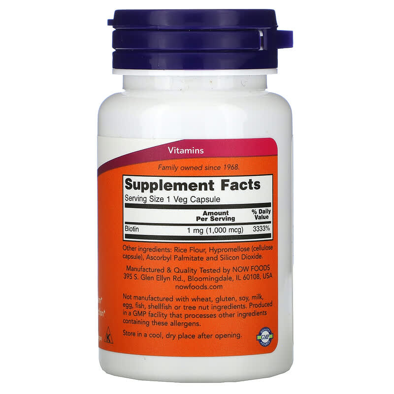 Now Foods Biotin, 1,000 mcg, 100 Veg Capsules