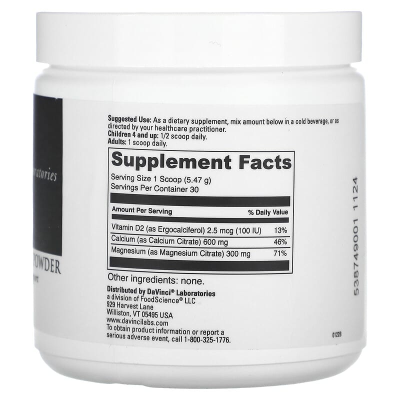 DaVinci Laboratories of Vermont CAL-MAG Citrate Powder, 5.78 oz (164 g)