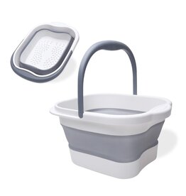 Ki Science Foldable Portable Foot Bath With Handle, Foot Bath With Massage, 480 Massage Nodes - Grey