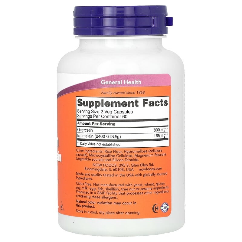NOW Foods Quercetin With Bromelain, 120 Veg Capsules