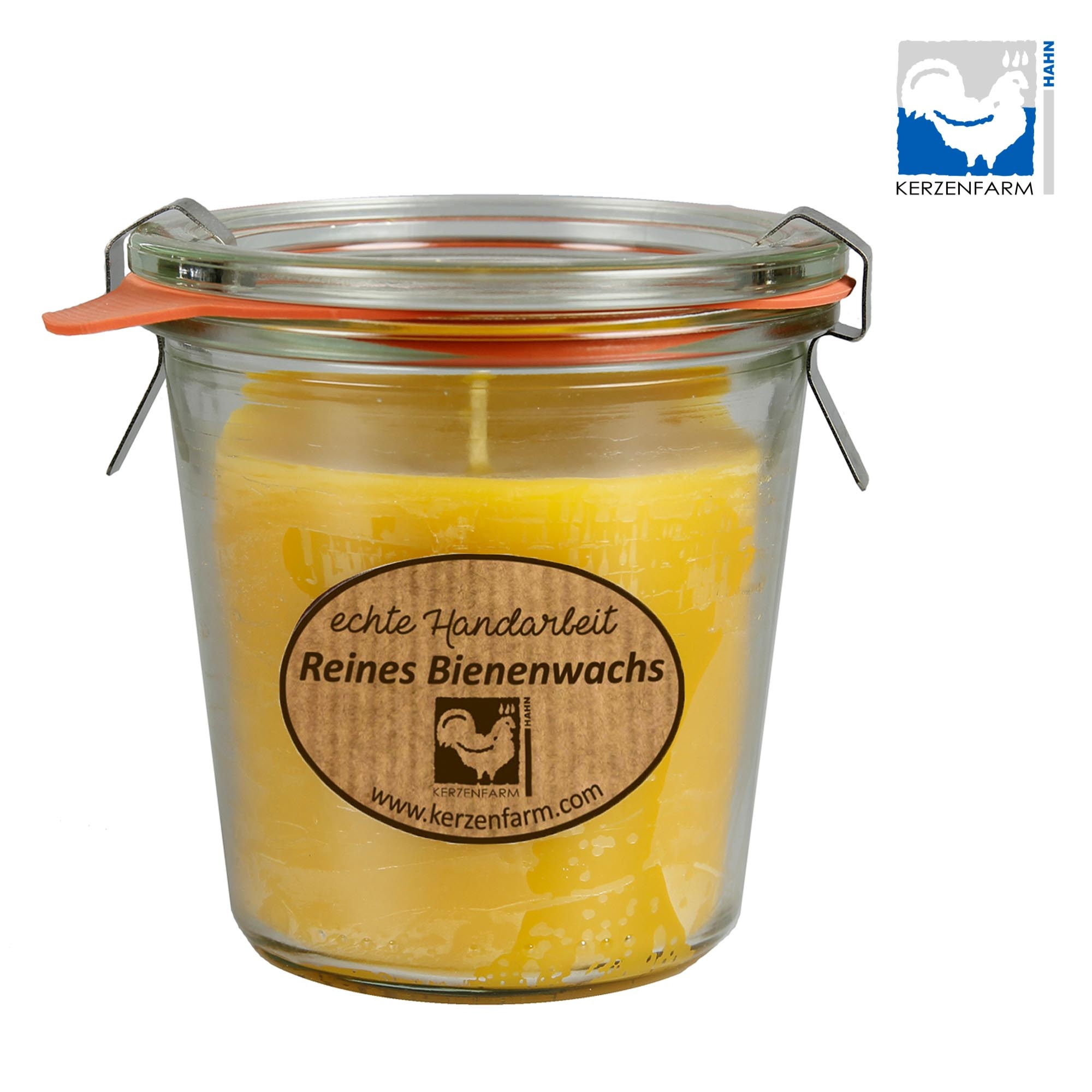Kerzenfarm Hahn Kerze aus reinem Bienenwachs im Weckglas®, 290 ml, 6-pack