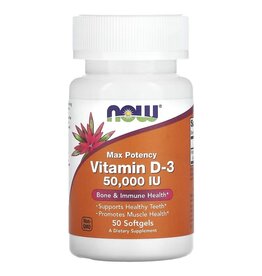 NOW Foods Max Potency Vitamin D-3 50.000 IE, 50 Weichkapseln
