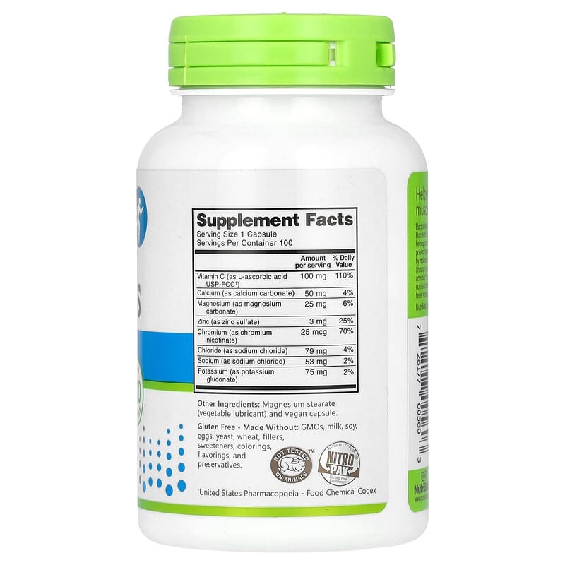 NutriBiotic NutriBiotic, Performance, Essential Electrolytes, essentiële elektrolyten om prestaties te verhogen, 100 veganistische capsules
