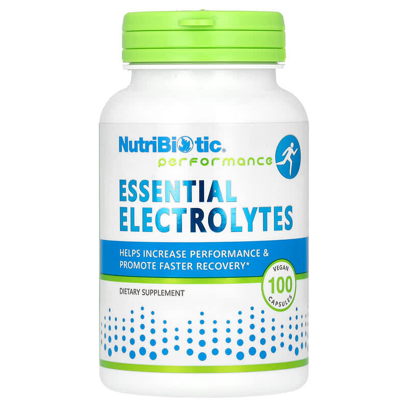 NutriBiotic NutriBiotic, Performance, Essential Electrolytes, essentiële elektrolyten om prestaties te verhogen, 100 veganistische capsules
