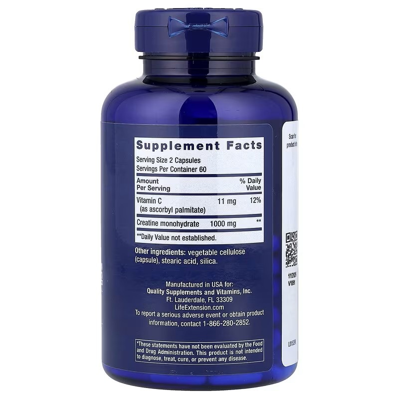 Life Extension Creatine capsules, 120 capsules