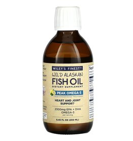 Wiley's Finest Wild Alaskan Fish Oil, Peak Omega-3 Liquid, Natural Lemon Flavor, 2,300 Mg, 8.45 Fl Oz (250 ml)