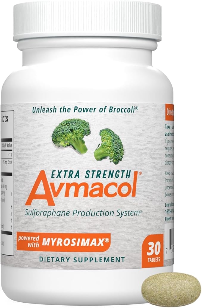 Nutramax Laboratories Avmacol Extra Strength Sulforaphane-producing Dietary Supplement For Detoxification, Antioxidant Support, Immune Health, Adults & Children, Moringa, 30 Tablets