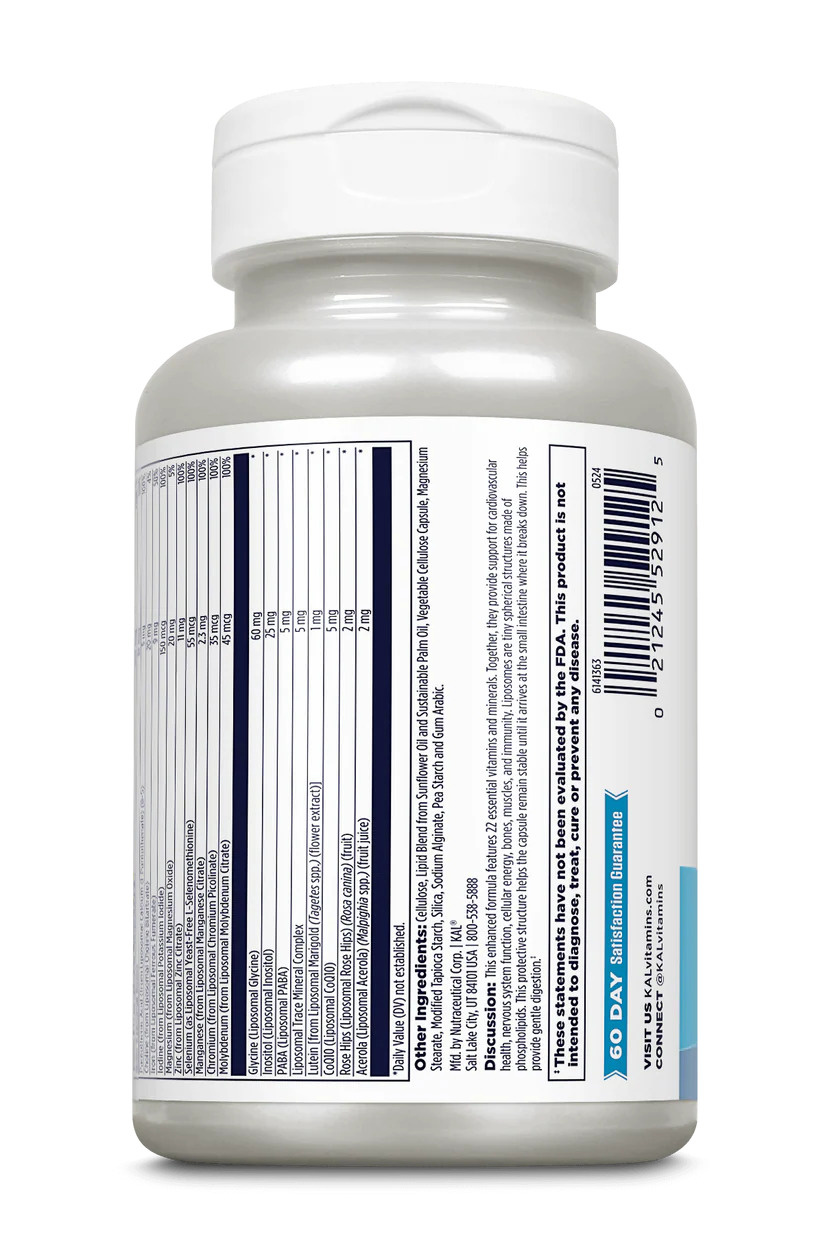 KAL Vitamins Liposomale multivitamine, 60 plantaardige capsules