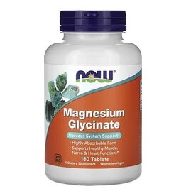 NOW Foods Magnesium Glycinate, Magnesiumglycinaat, 180 tabletten (100 mg per tablet)