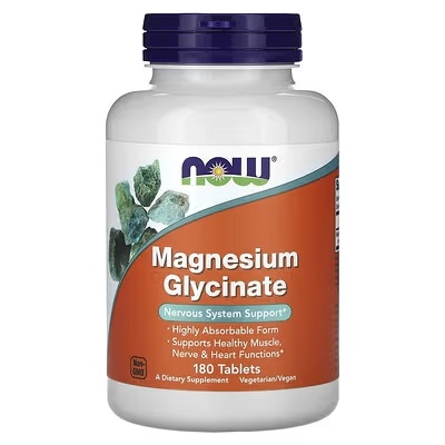 NOW Foods Magnesium Glycinate, 180 tablets (100 mg per tablet)