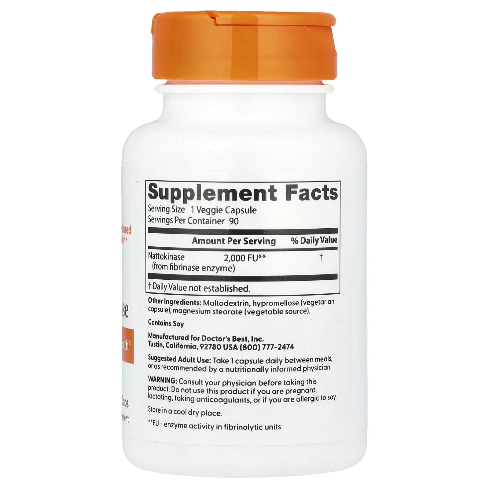 Doctor's Best Nattokinase, supplement with nattokinase, 2,000 FU, 90 vegetable capsules