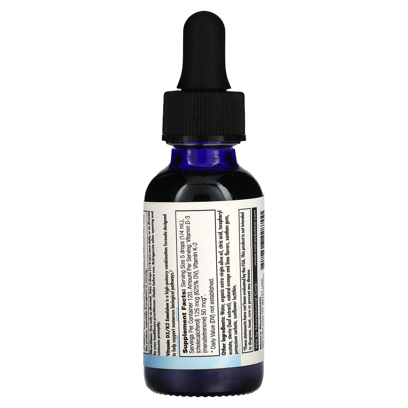 Nutra BioGenesis Vitamin D3/K2 Emulsion, 1 Fl Oz (30 Ml)