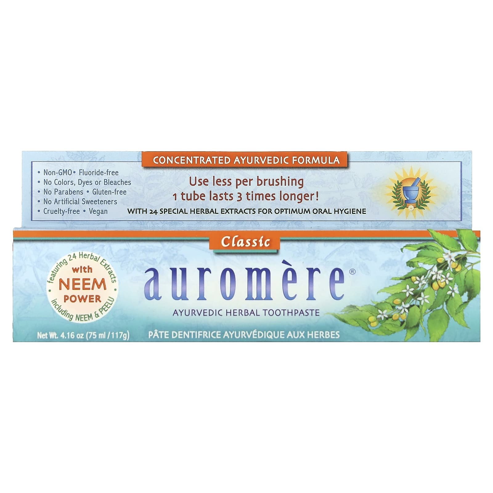 Auromère Ayurvedic Herbal Toothpaste, Classic, 4.16 oz (117 g)