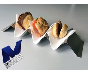 Hotdog Ablage Snackpresenter 4 Mulden 56x8,0x5,5 cm Snackwelle Edelstahl 