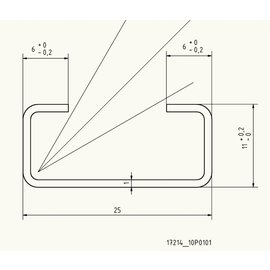 Versandmetall C-Profiel, set van 10 Stuks, klein, Hoogte 11mm, breedte 25mm, lengte 2000mm, roestvrij Staal