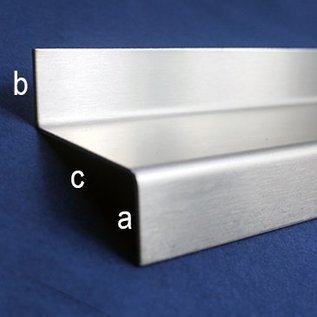 Versandmetall Druipplaat, dakranden sheet, 1,0mm, bxcxa025x75x15mm, lengte 2000mm, Boorgat d=6mm, eeinzijds geborsteld