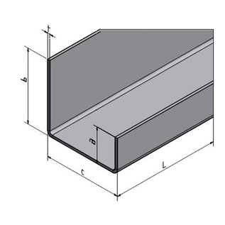 Versandmetall Connecteur en forme de U  inégale t = 1,5 mm a = 21,5 mm c = 43,4 mm (à l'intérieur 40,4 mm) b = 56,5 mm 80 mm surface brossé en grain 320