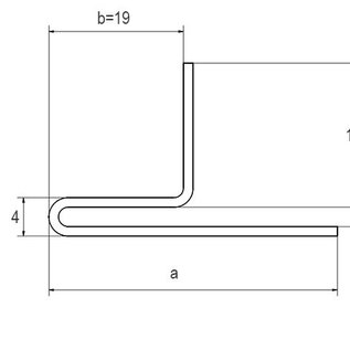 Versandmetall Profil de serrage ecart 2mm acier inoxydable a / b 15 / 30mm t = 1.0mm longueur 2000mm, surface brossé en  grain 320