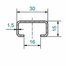 Versandmetall C-Profiel RVS klein dikte 1,5 mm hoogte 15mm breedte 30mm Lengte van 1000mmtot 2500 mm Roestvrij Staal oppervlakke geschuurd(grid320)