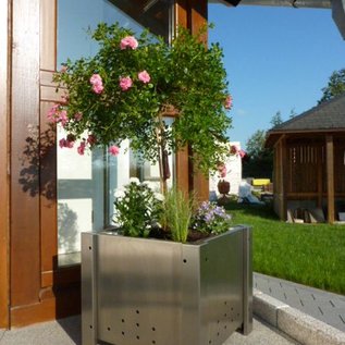 Versandmetall Bloemen pot plantenbak roestvrij Staal met 2 plastic insetstukken 28-58cm