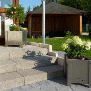 Versandmetall Pot de fleurs en acier inoxydable surdimensionné 3 tailles disponibles PK 30-60 à PK 50-100 rectangulaire en acier inoxydable