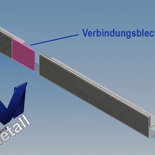 Versandmetall Edelstahl Glasdach-Regenrinne 18mm für ESG-Glas 18mm oder VSG Glas 17,76 mm, 1.4301 aussen Schliff K320